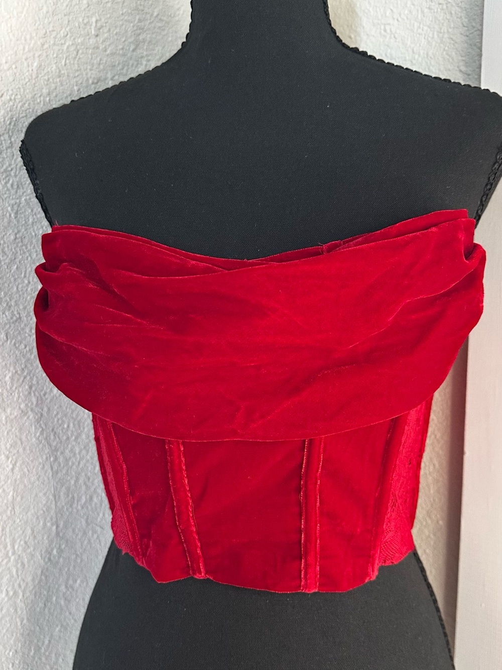 Forever 21 Red Velvet Strapless Corset Top